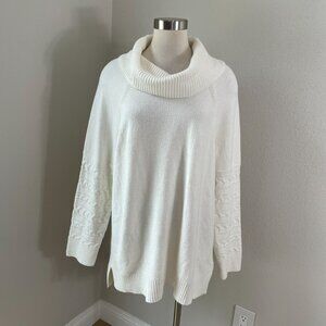NEW Calvin Klein Womens XL Ivory Cowl Neck Sweater Raglan Sleeve Knit Top
